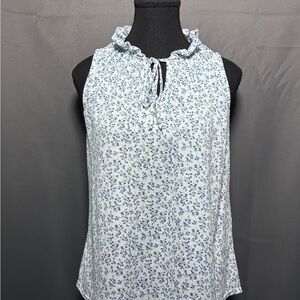 MELLODAY Blue Floral Ruffle Blouse